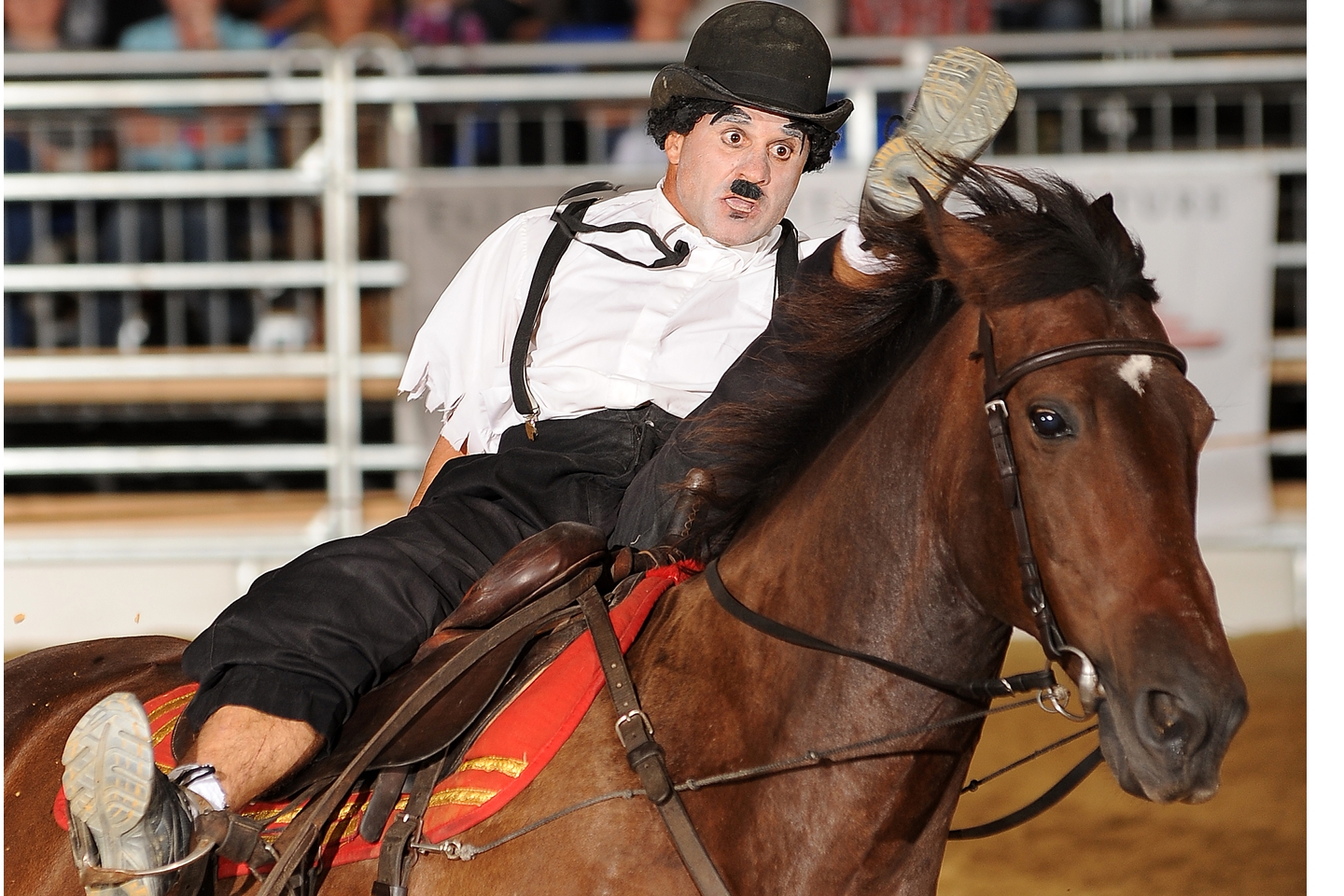 Show auf der AMERICANA Charly Chaplin auf Pferd
