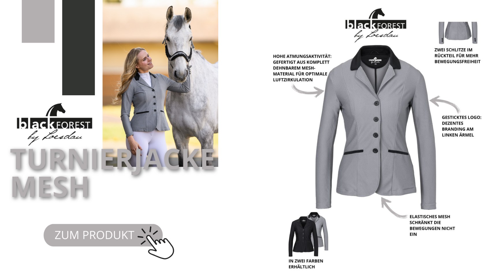 Entdecke jetzt die Turnierjacke aus Mesh von Black Forest